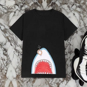 SHEIN Shark Graphic Print Tee - Negative Apparel