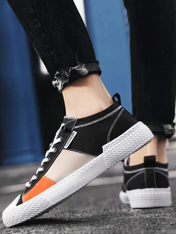 SHEIN Skate mixed colors front lace-up Sneakers - Negative Apparel