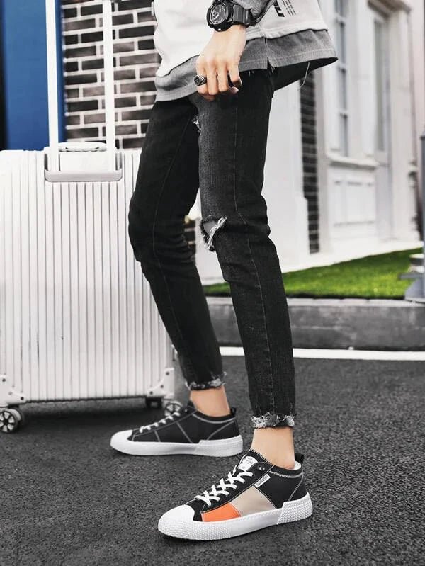 SHEIN Skate mixed colors front lace-up Sneakers - Negative Apparel