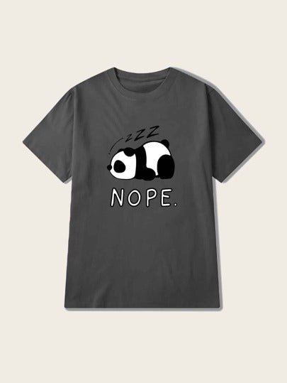 SHEIN Sleeping Panda Drop Shoulder Tee - Negative Apparel