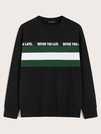 SHEIN Slogan Print & Color Block Sweatshirt - Negative Apparel