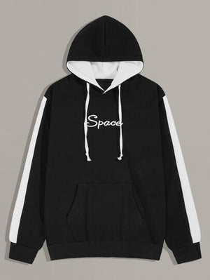 SHEIN Slogan Print Contrast Panel Hoody - Negative Apparel