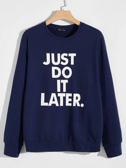 SHEIN Slogan Print Pullover sweatshirt - Negative Apparel