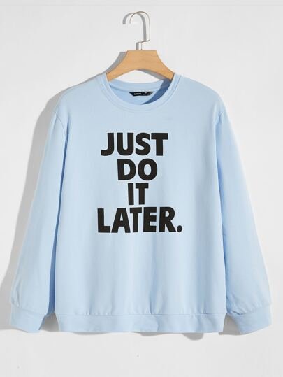 SHEIN Slogan Print Sweatshirt - Negative Apparel