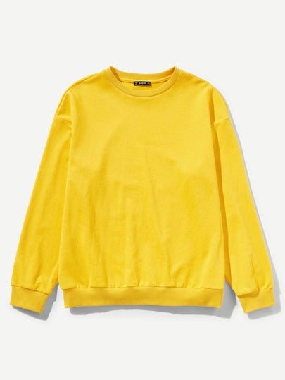 SHEIN Solid Color Loose Fit Pullover Sweatshirt - Negative Apparel