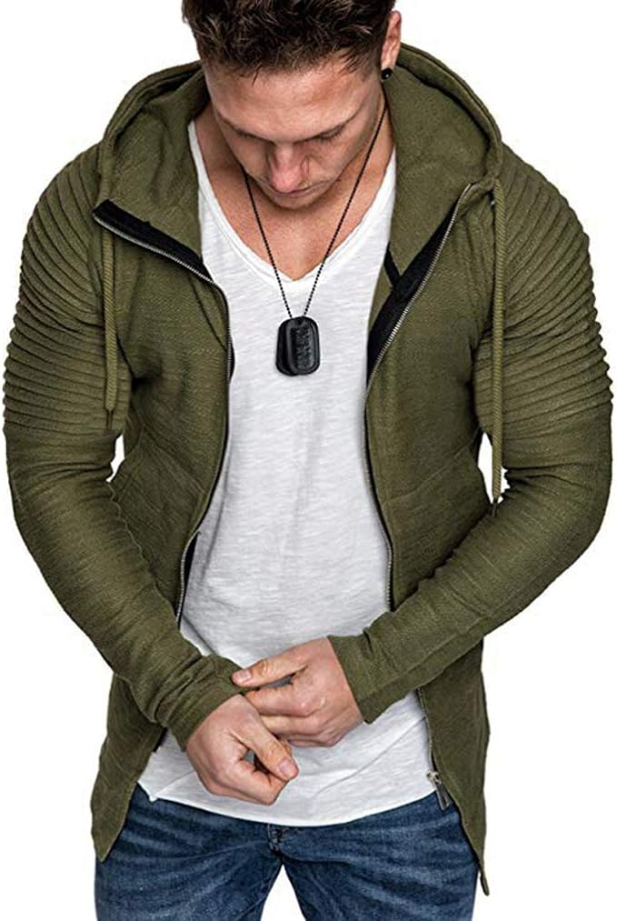 SHEIN Solid Pleated Sleeve Sportswear Hip Hop Hoody - Negative Apparel