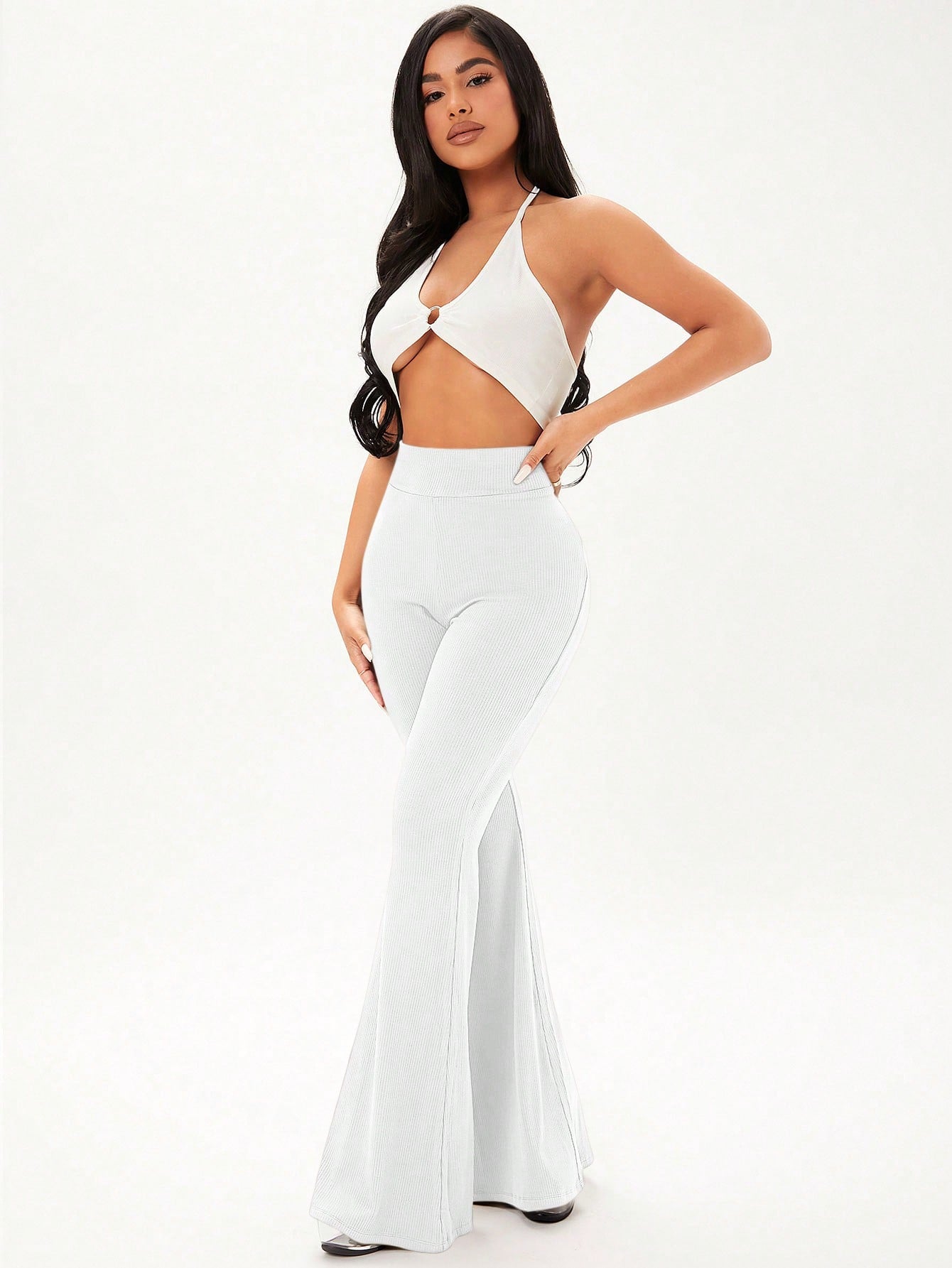 SHEIN Privé Colorblock Tube Top & Wide Leg Pants | SHEIN USA