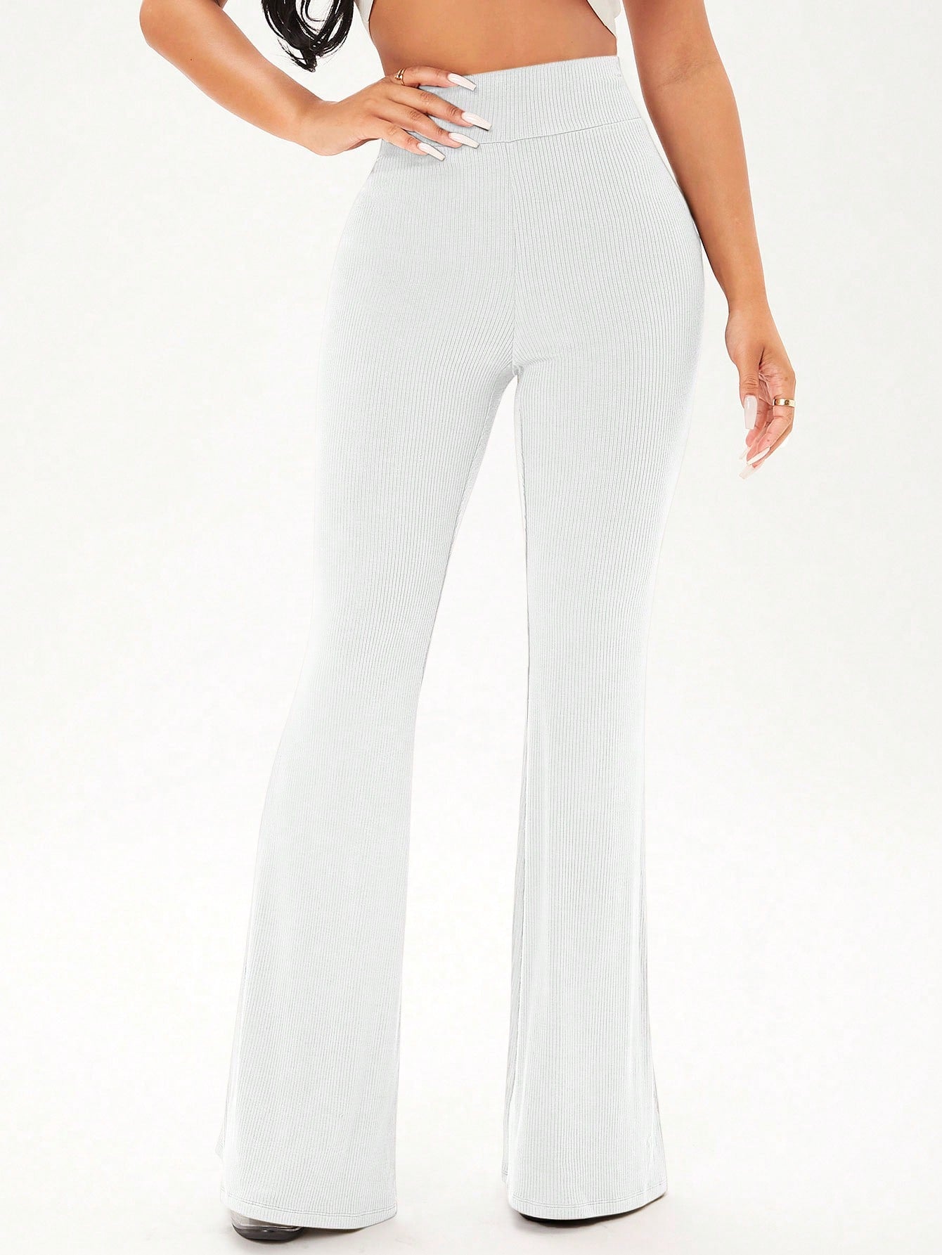 SHEIN SXY Solid Ribbed Knit Leggings