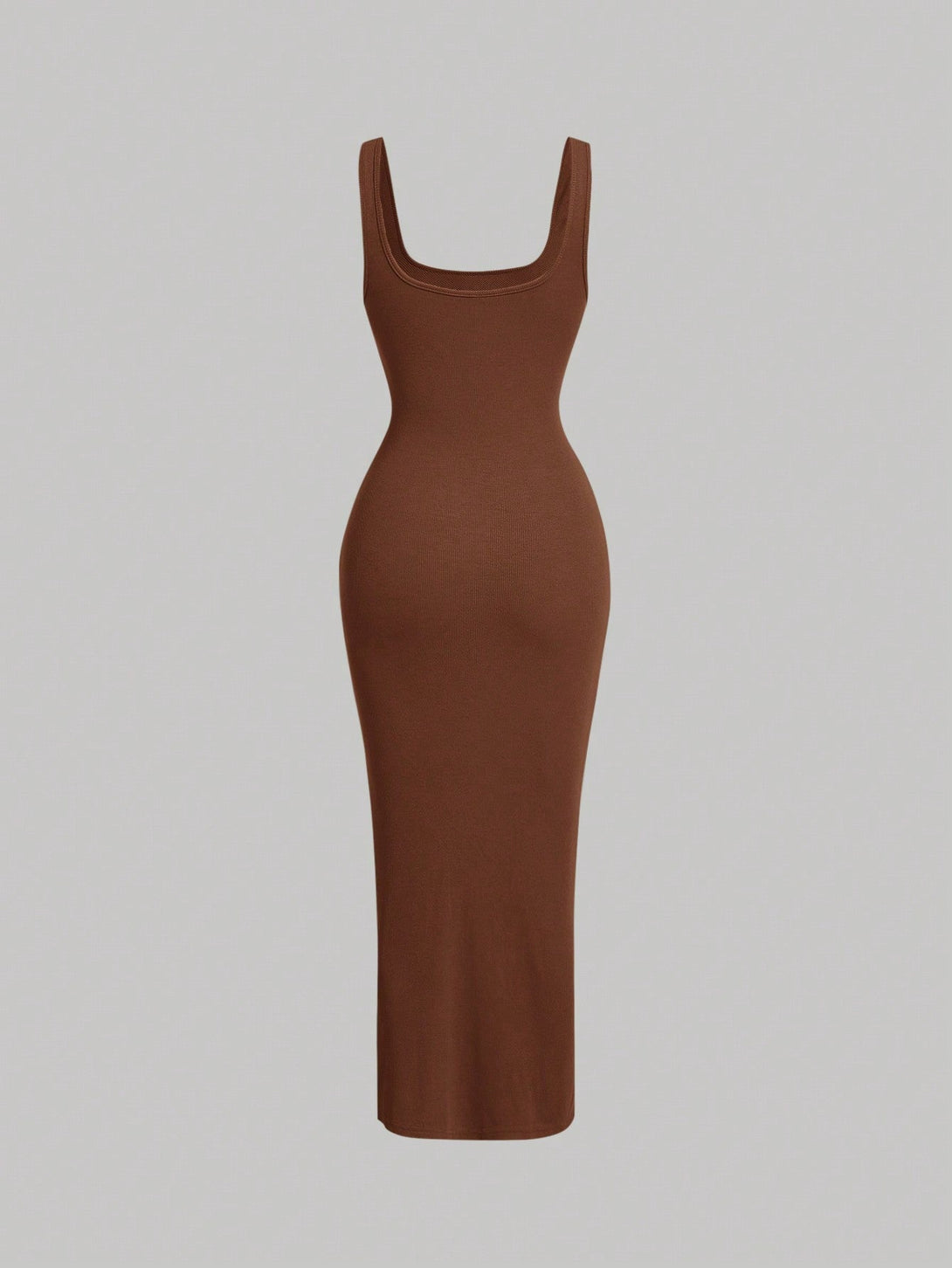 SHEIN Solid Ruched Split Thigh Dress - Negative Apparel