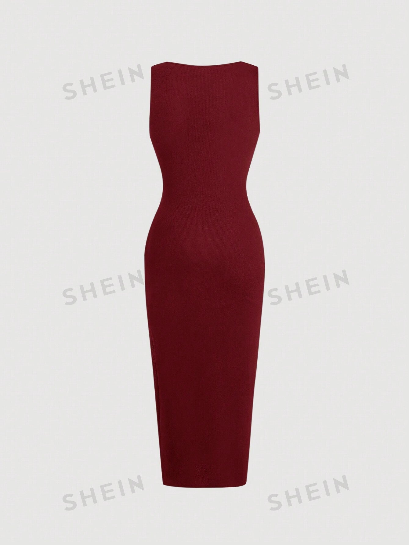 SHEIN Square Neckline Pleated Bodycon Dress - Negative Apparel