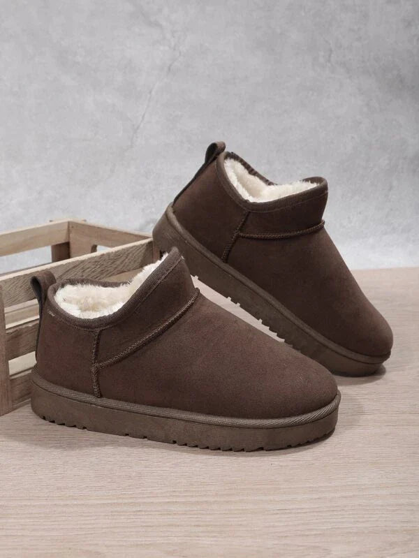 SHEIN Streamlined Snow Boots Lined with Thermal Synthetic Suede - Negative Apparel