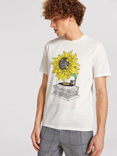 SHEIN Sunflower Graphic T-Shirt - Negative Apparel