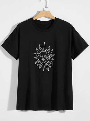 SHEIN Sunny Vibes Drop Shoulder Black Tee - Negative Apparel