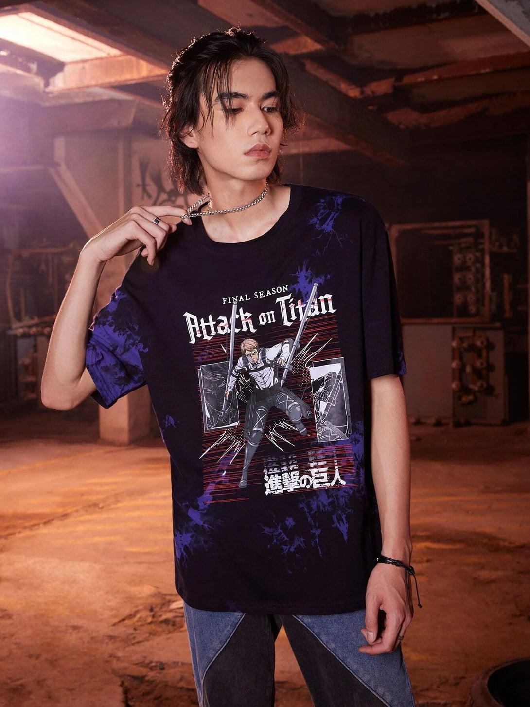 SHEIN Titans Tie Dye Figure Graphic Tee - Negative Apparel