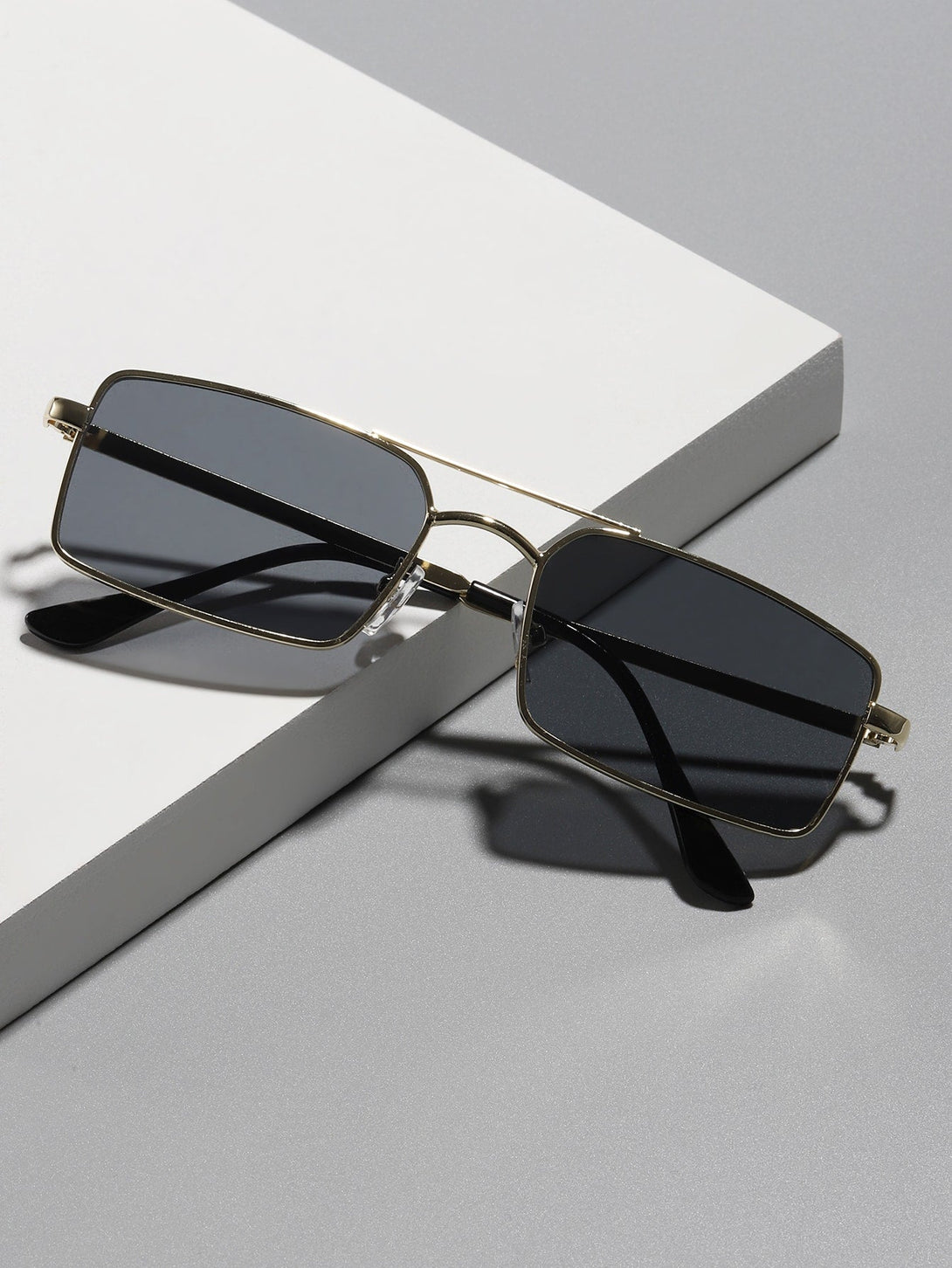 SHEIN Top Bar Metal Square Frame Fashion Glasses - Negative Apparel