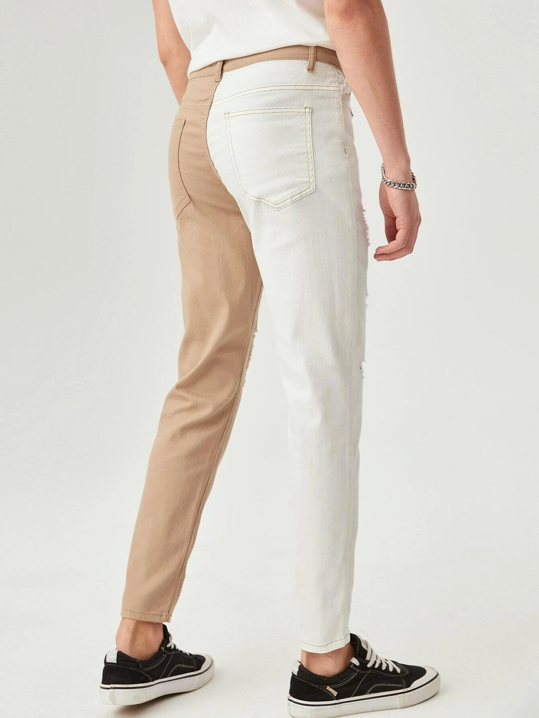 SHEIN Two Tone Ripped Tapered Jeans - Negative Apparel