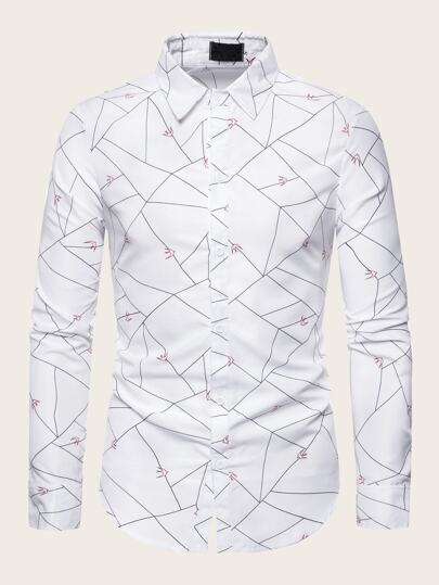 SHEIN White Animal Printed Casual Shirt - Negative Apparel