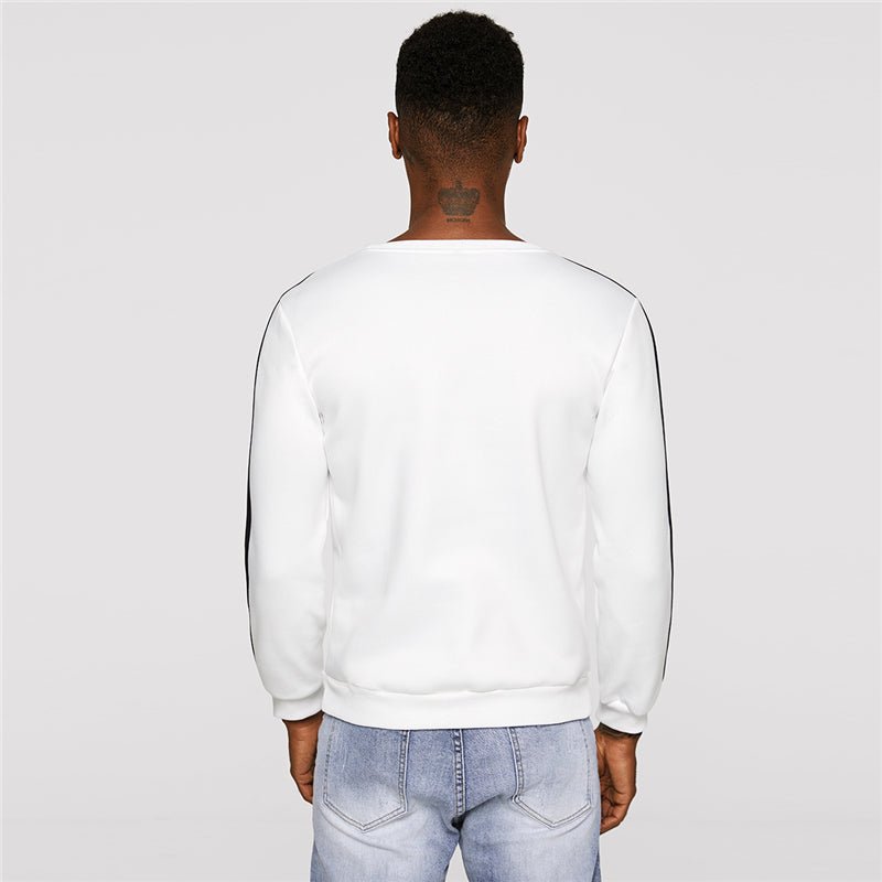 SHEIN White Colorblock Sweatshirt Long Sleeve Pullovers - Negative Apparel