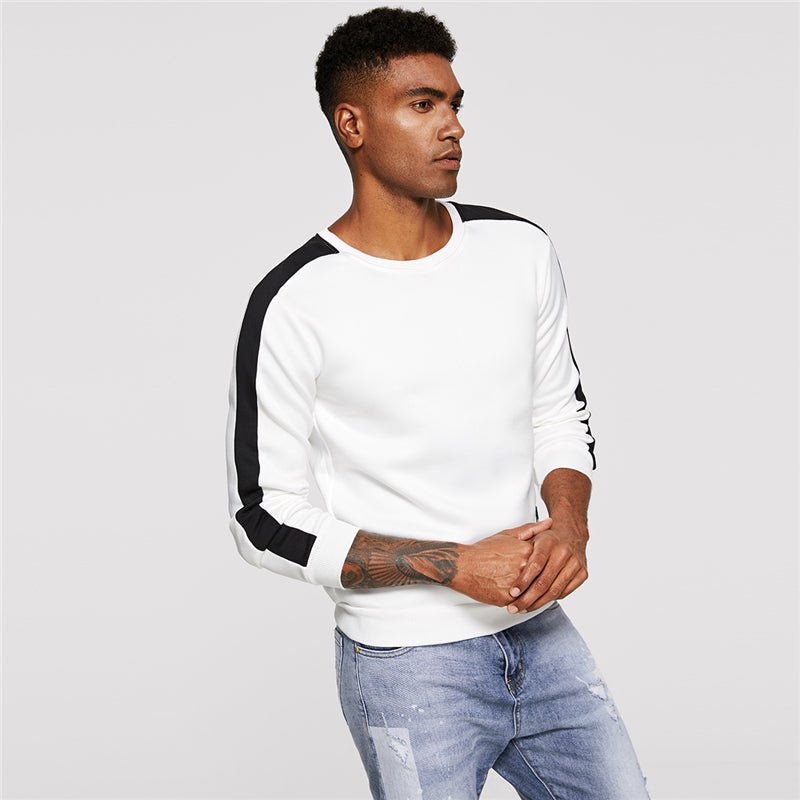 SHEIN White Colorblock Sweatshirt Long Sleeve Pullovers - Negative Apparel