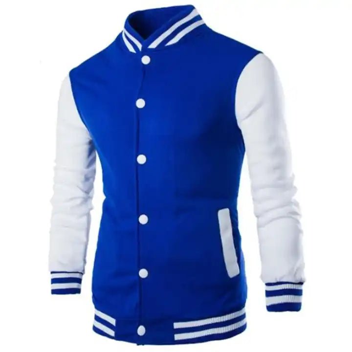 SHEIN White Sleeves with Front Pockets baseball jacket - Negative Apparel