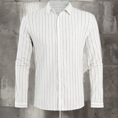 SHEIN White Stripped Casual Shirt - Negative Apparel