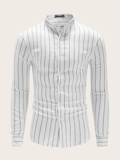 SHEIN White Stripped Casual Shirt - Negative Apparel