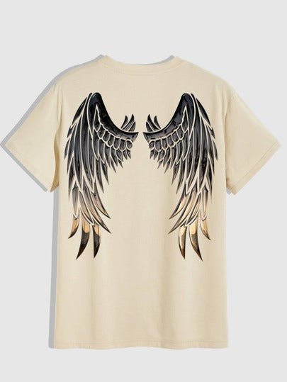 SHEIN Wings Print Drop Shoulder Tee - Negative Apparel