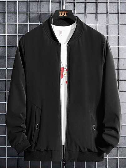 SHEIN Zip Up Bomber Jacket Without Tee - Negative Apparel