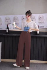 Solid Belted Loose Fit Pants - Negative Apparel