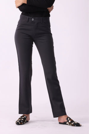 Solid Buttoned Straight Fit Pants - Negative Apparel