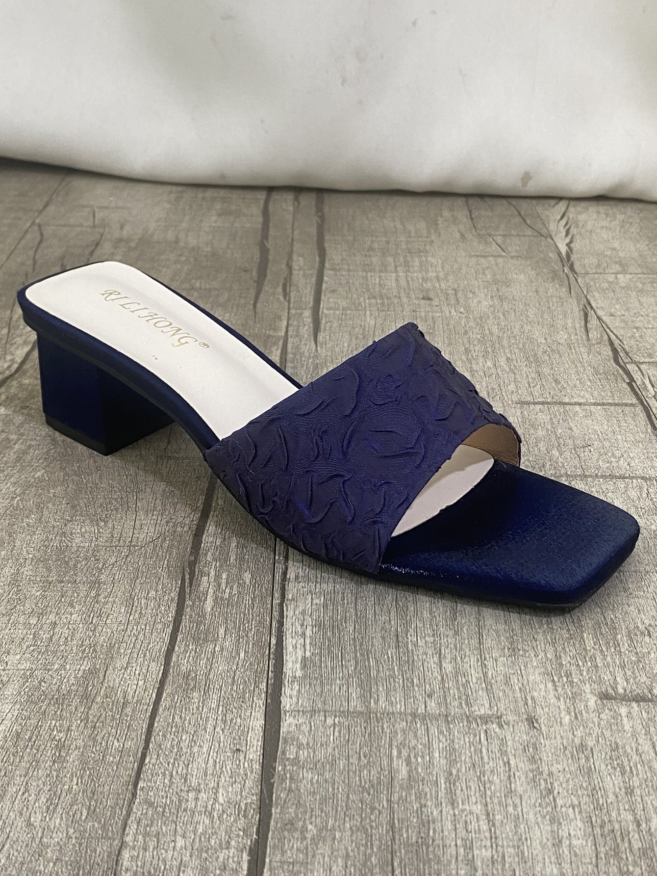 Textured Chunky Heeled Mule Sandals - Negative Apparel