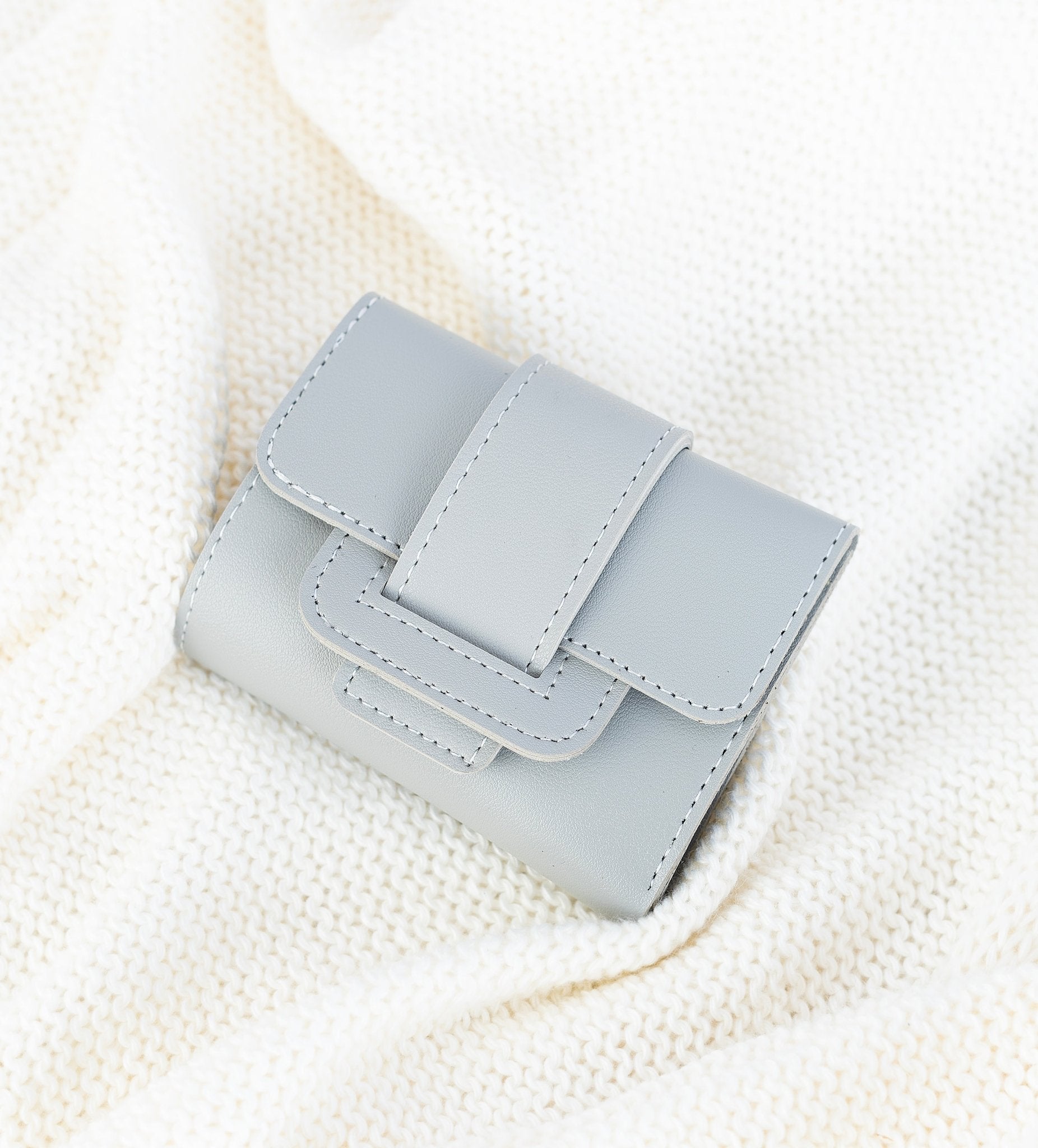 Textured Stitch Detail Tri-Fold Wallet - Negative Apparel