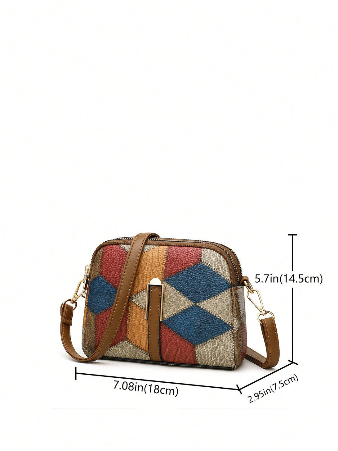 Vintage Retro 1pc Multicolor Pu Decorated Retro Style Multilayer Crossbody Bag, - Negative Apparel