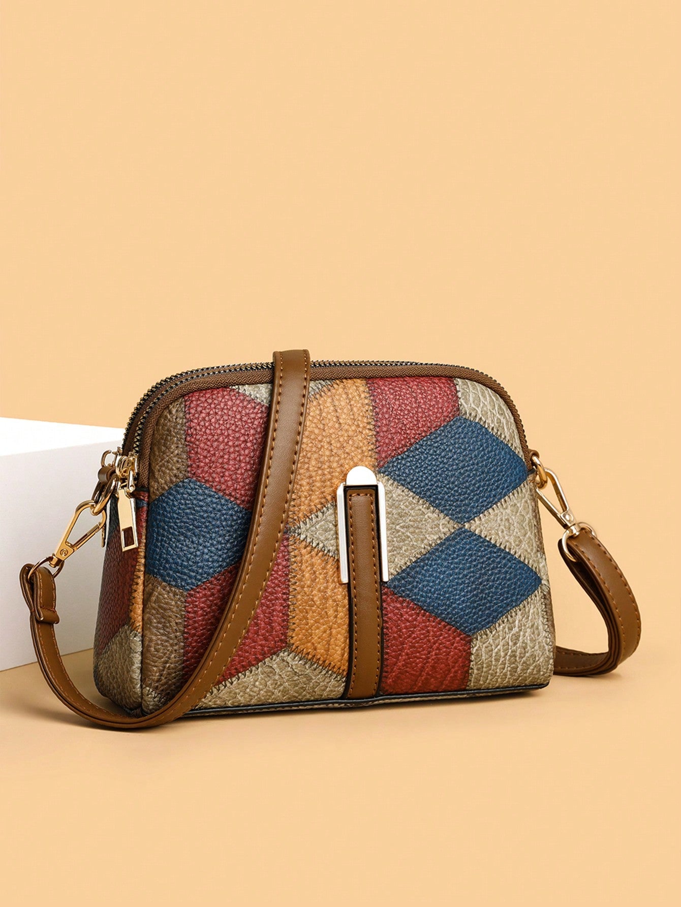 Vintage Retro 1pc Multicolor Pu Decorated Retro Style Multilayer