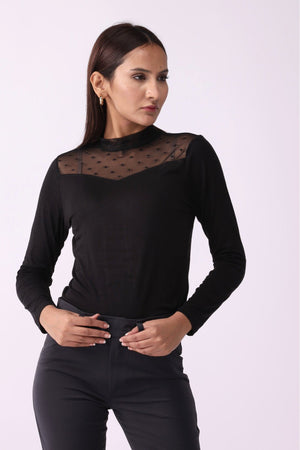 Women Mesh Net Full Sleeve Blouse - Negative Apparel