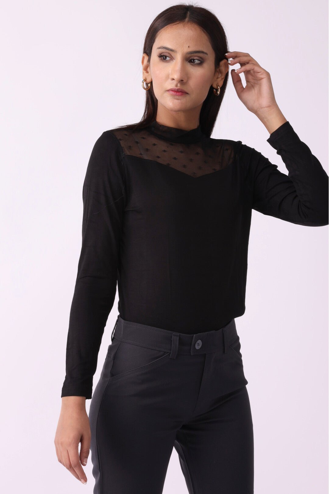 Women Mesh Net Full Sleeve Blouse - Negative Apparel