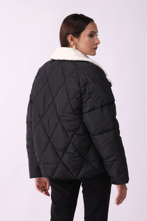 Women Puffer Blacck Jacket - Negative Apparel