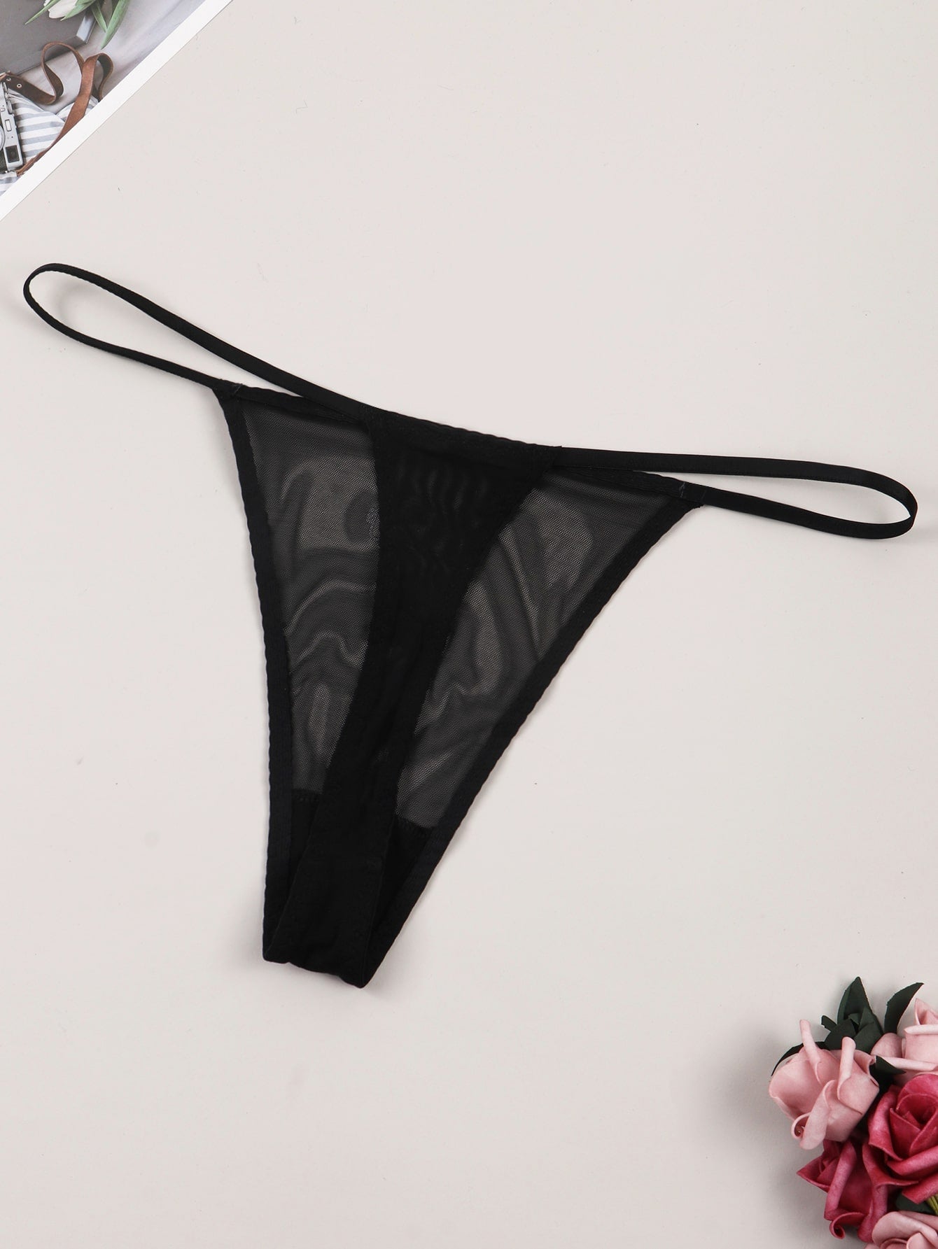 Women's Sexy Lace English Letter Breathable Thong - Negative Apparel